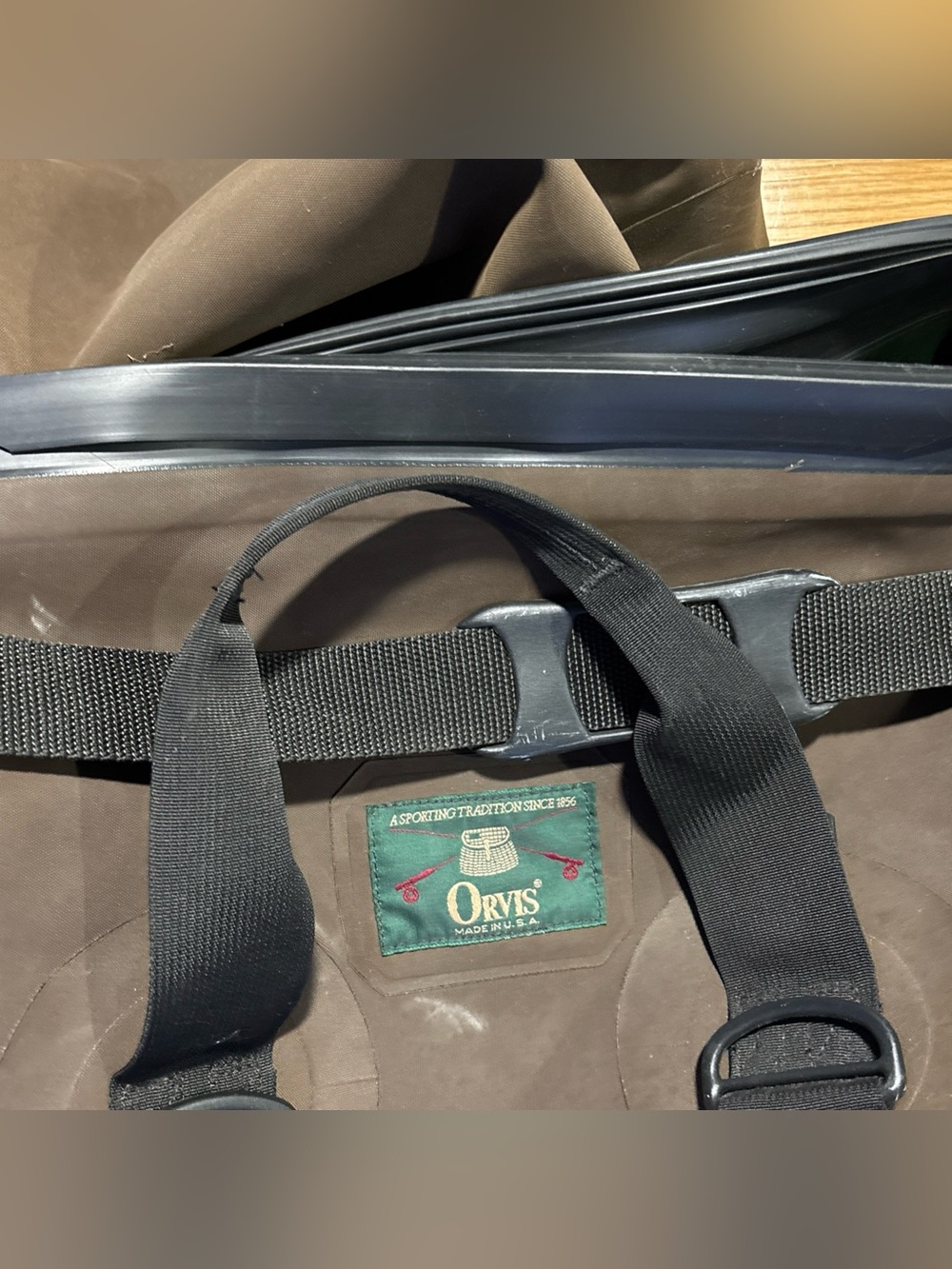LOT OF 2 ORVIS waterproof roll-top duffel bags 31” XXL & 19” M - brown - Picture 6 of 9